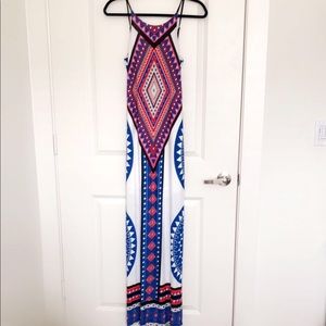 Aztec printed maxi dress with low back